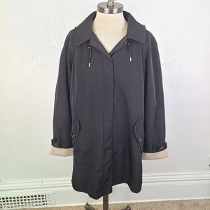 Jones New York Black Hooded Trench Coat